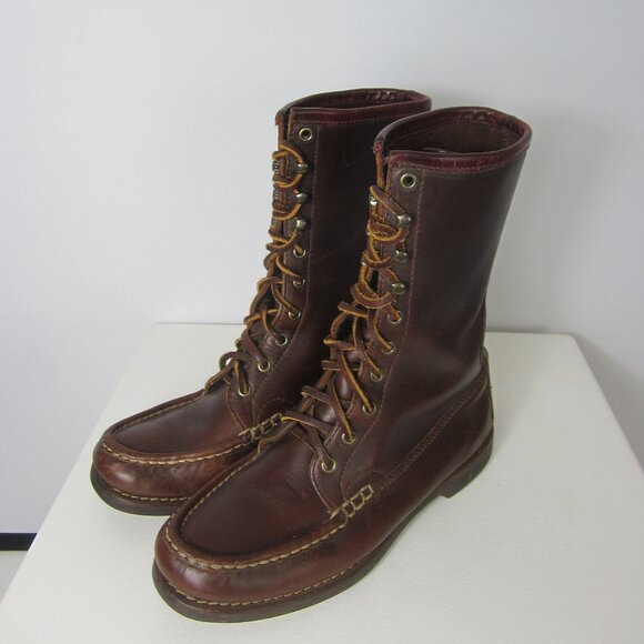 Polo Country Ralph Lauren Women 7.5 M Brown Leather Lace Up Moc Toe Ankle Boots - Picture 12 of 15